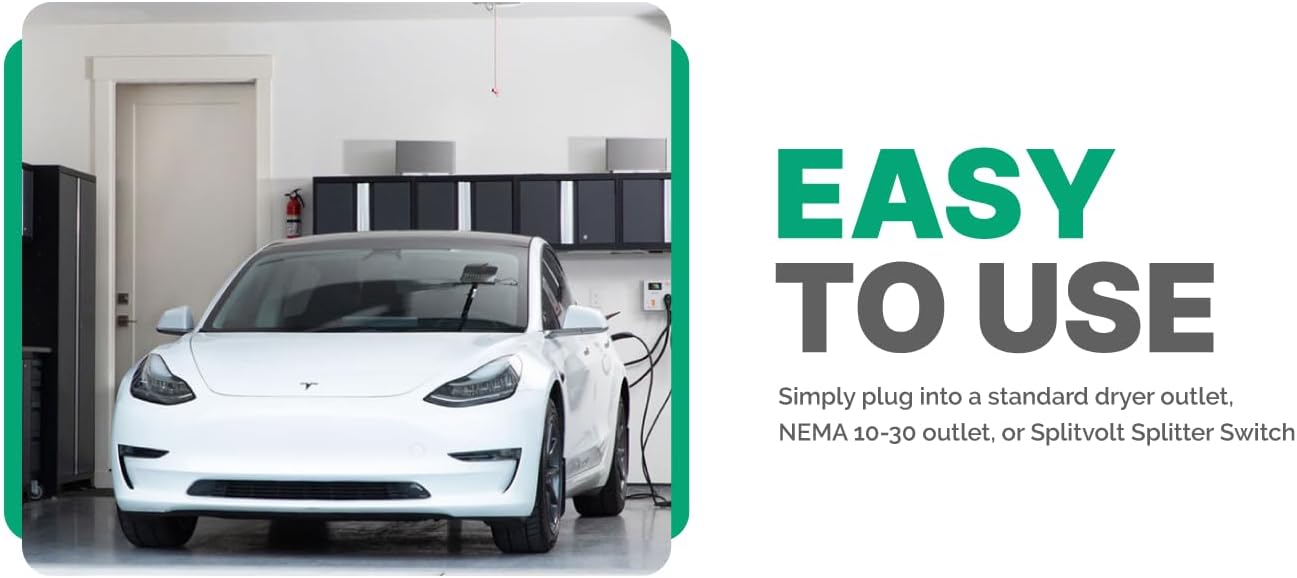 EV Charger Portable Level 2 - NEMA 10-30 EV Charging Station Level 2 (NEMA 10-30 24 Adjustable)