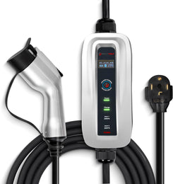 Level 2 Portable EV Charger (240v, 26 ft Cable, NEMA 14-30, Adjustable up to 24 Amps) J1772 Plug with Travel Bag