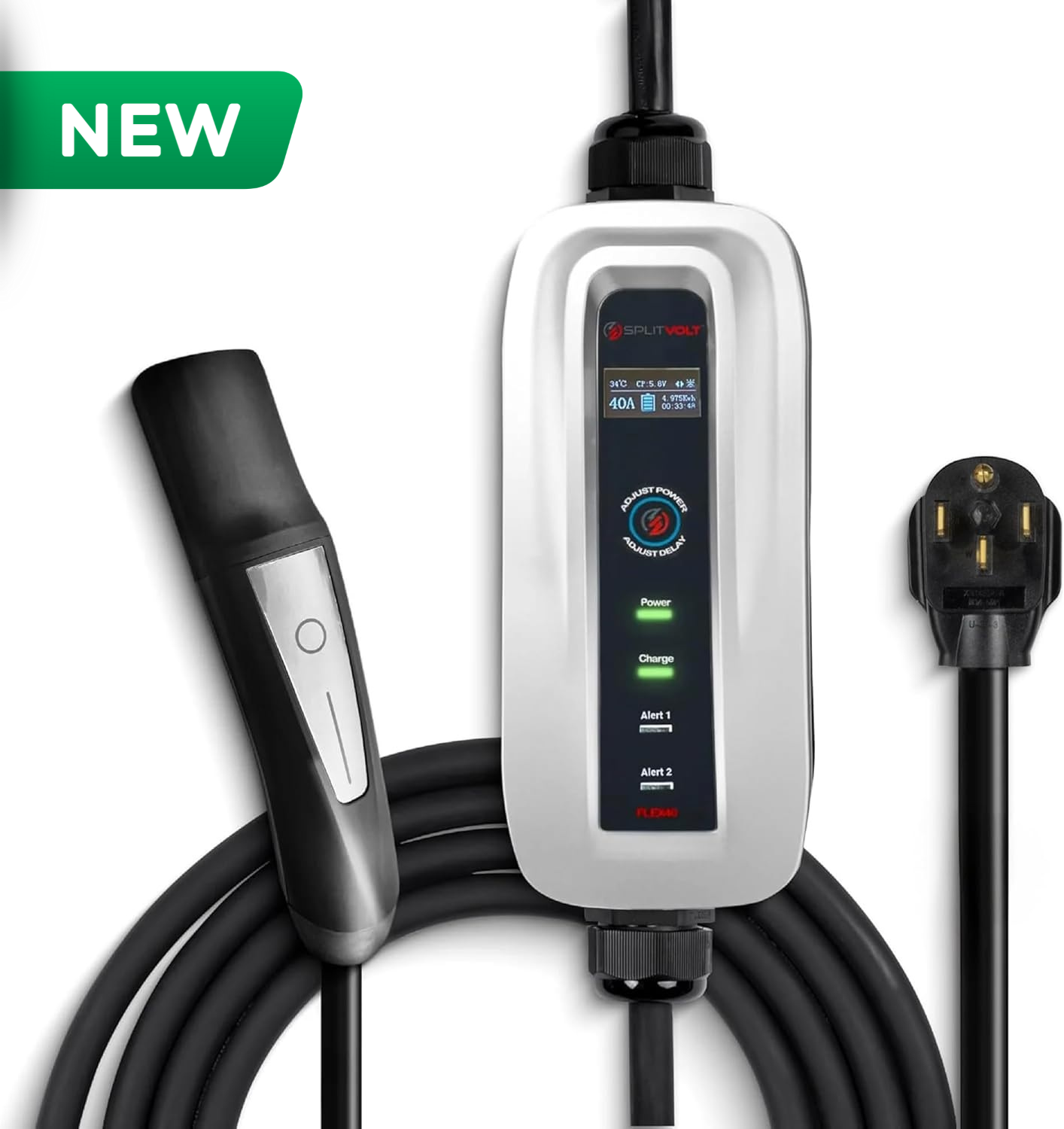Adjustable up to 40 Amps - EV Charger (240v, 26 ft Cable, NEMA 14-50, Level 2 Portable) J3400 NACS Plug