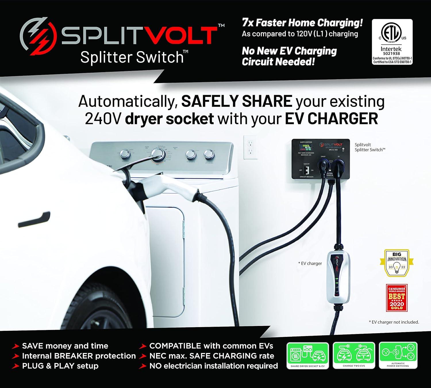 Splitvolt Safety Certified Splitter Switch NEMA 14-30