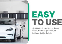 Adjustable up to 24 Amps - EV Charger (240v, 26 ft Cable, NEMA 14-30, Level 2 Portable) J1772 Plug with Travel Bag