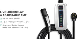 Adjustable up to 40 Amps - EV Charger (240v, 26 ft Cable, NEMA 14-50, Level 2 Portable) J3400 NACS Plug