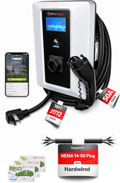 Splitvolt Level 2 Smart EV Charging Station - Connected, Adjustable 12kW, Display, Scheduling, RFID, NEMA 14-50, J1772, OCPP Compatible, Outdoor Rated, 16ft.
