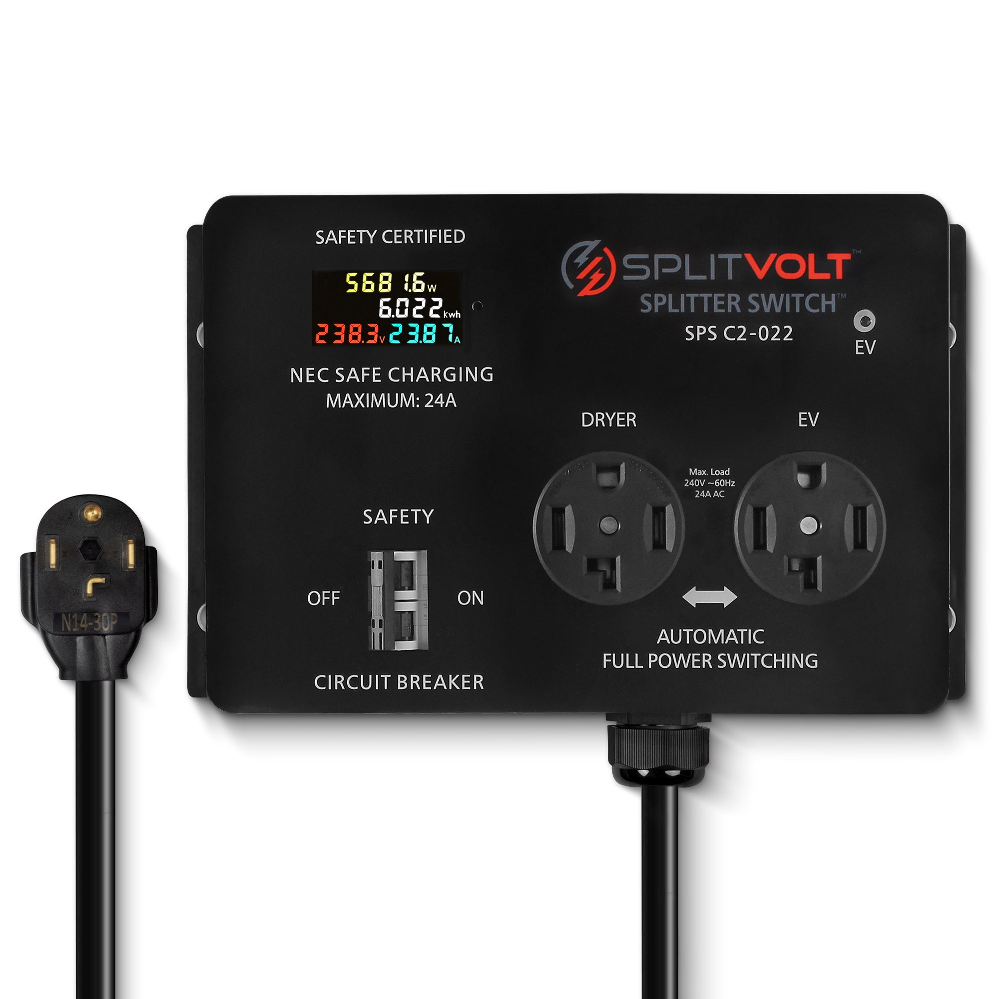 Level 2 Portable EV Charger 24 Amp NEMA 14 30 Splitvolt Level 2 portable ev charger 24 amp nema 14 30 splitvolt